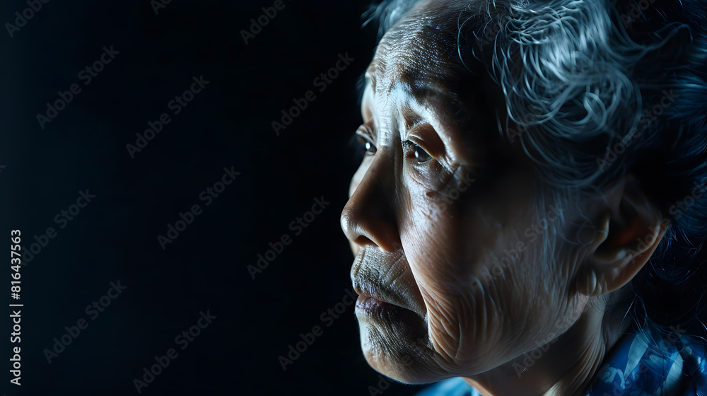Silhouette of elderly Asian woman : Generative AI Silhouette of elderly Asian woman : Generative AI