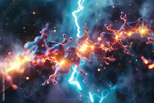 An adrenaline molecule transforming into a lightning bolt