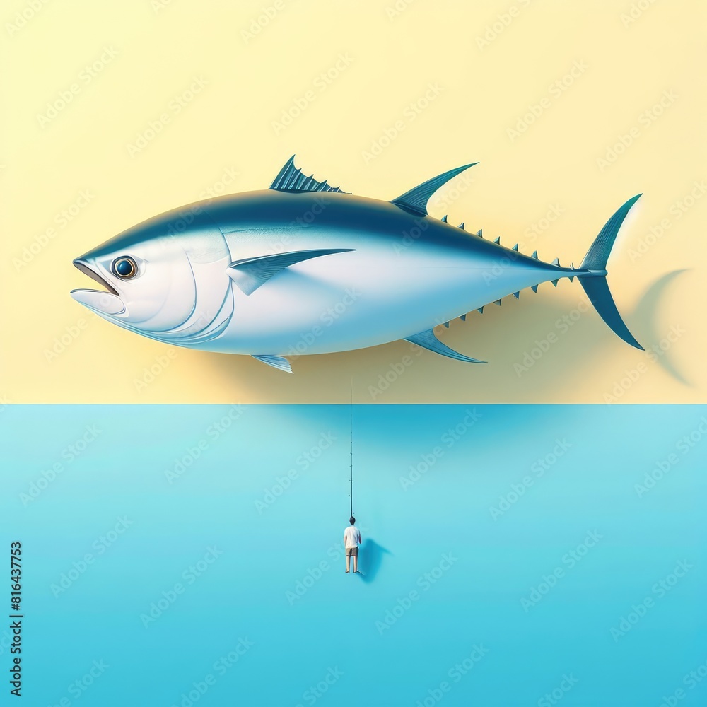 Obraz premium Hope at Sea: The Journey of Small Fishermen with Tuna