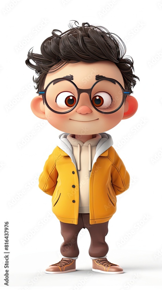 cute Artist character white background 3D styled character funny cute front view simple 3d full color cute Artist character white background 3D styled character funny cute front view simple 3d full color