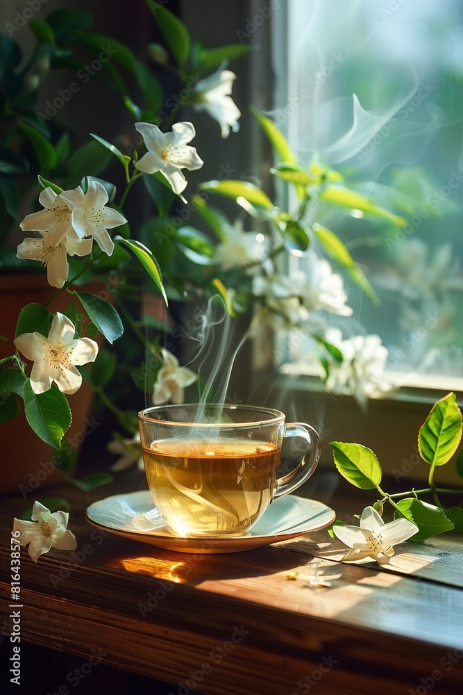 Serene Cup of Jasmine Tea with Smoky Aroma
Serene Cup of Jasmine Tea with Smoky Aroma