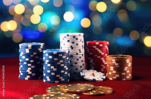 Casino card games with casino chips in the background