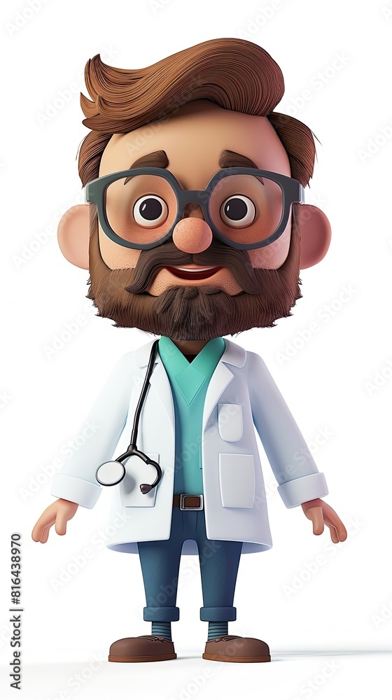 cute Biomedical Scientist character white background 3D styled character funny cute front view simple 3d full color cute Biomedical Scientist character white background 3D styled character funny cute front view simple 3d full color