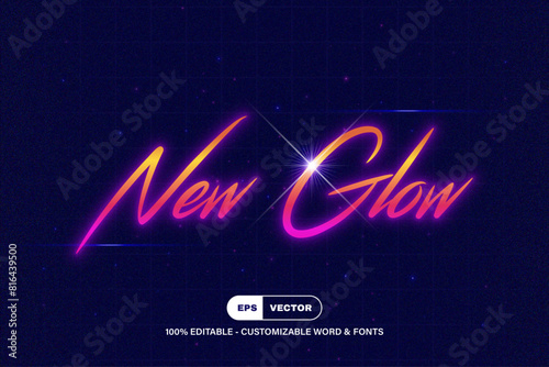 80's Editable Vector Retro neon text effect design, Travel Back to the 80s with Our Illustrator 80s Text Effects