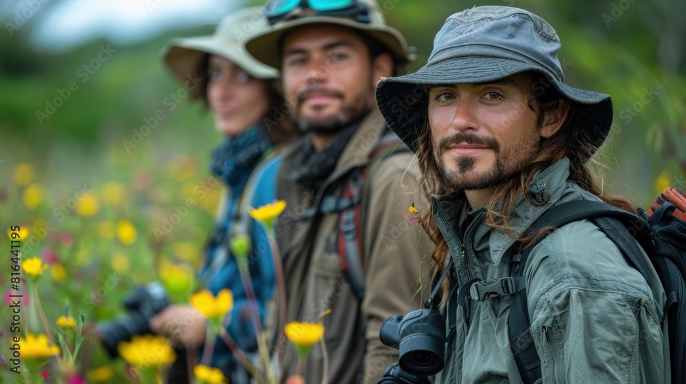 Eco-tourists observing wildlife in their natural habitat