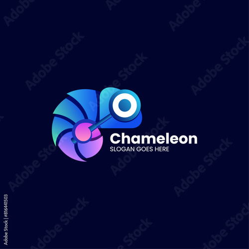 Vector Logo Illustration Chameleon Gradient Colorful Style