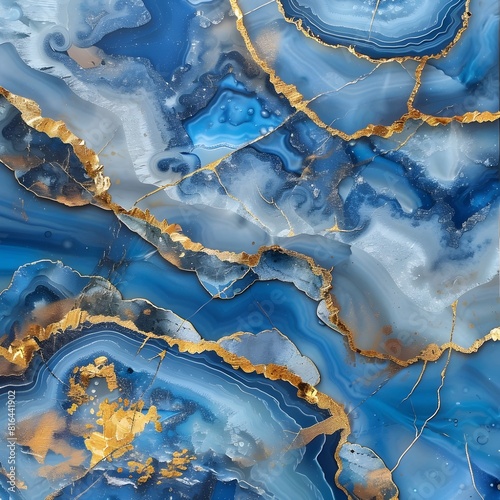 Blue marble with golden lines textured seamless pattern, Luxurious Marble Texture Abstract Wallpaper 