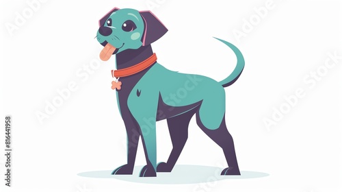 Dog flat design front view urban theme animation colored pastel on a white background