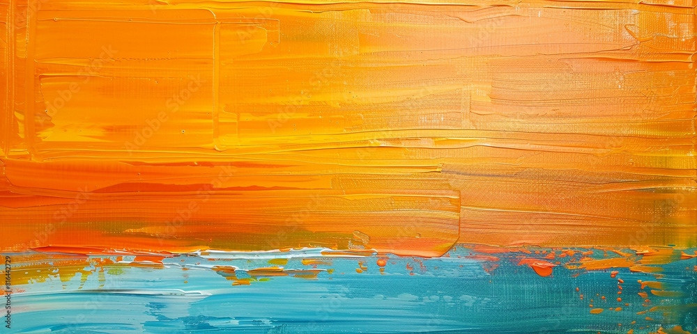 Warm sunset hues in abstract strokes on canvas. Warm sunset hues in abstract strokes on canvas.