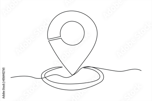 continuous one line google map point route directions and location outline vector art illustration