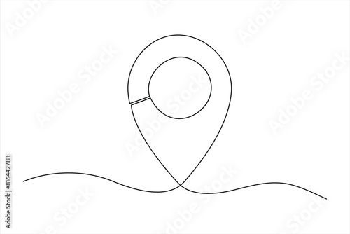 continuous one line google map point route directions and location outline vector art illustration