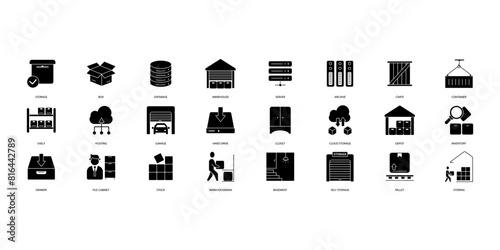 Storage icons set. Set of editable stroke icons.Set of Storage