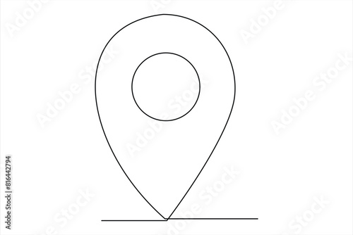 continuous one line google map point route directions and location outline vector art illustration