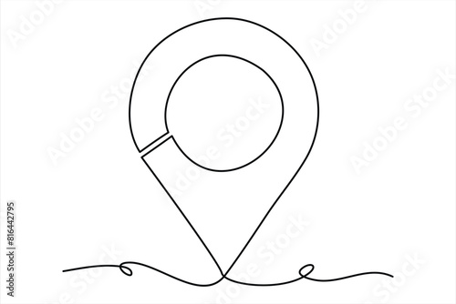 continuous one line google map point route directions and location outline vector art illustration