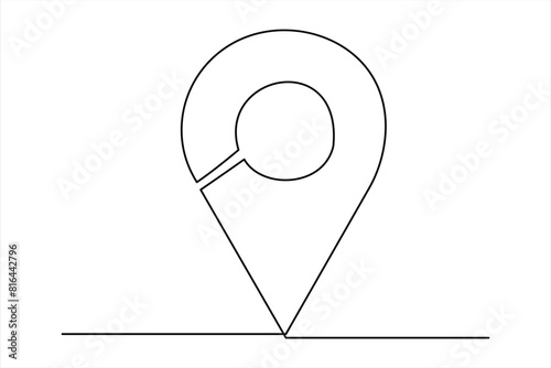 continuous one line google map point route directions and location outline vector art illustration