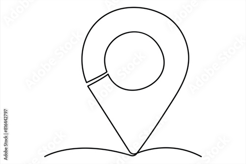continuous one line google map point route directions and location outline vector art illustration
