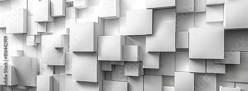 White 3D blocks arranged in an intricate pattern on the wall. Created with Ai