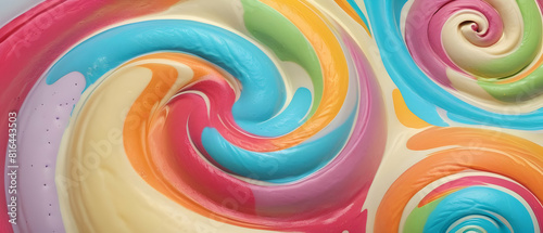 Rainbow ice cream swirls colorful dessert background