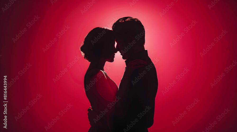 Silhouette a happy couple holding each other Couple in love Shadow Man and woman posing studio Heart Valentine day Lovers Background Men Guy Beauty photo Romantic lovers Lovely Face : Generative AI