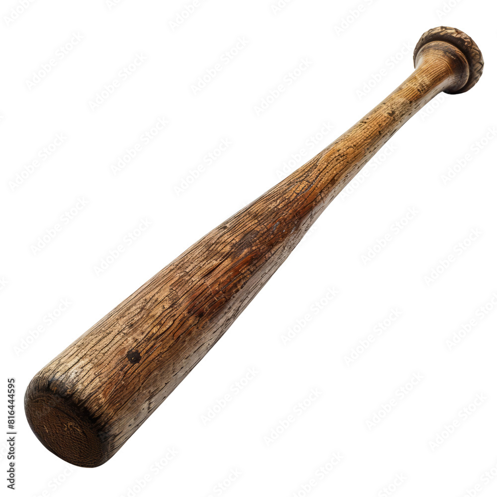 Old wooden baseball bat on a transparent background. Old wooden baseball bat on a transparent background.