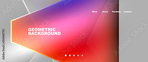 Metal triangles with colorful bright triangles. Geometric modern minimalist design template