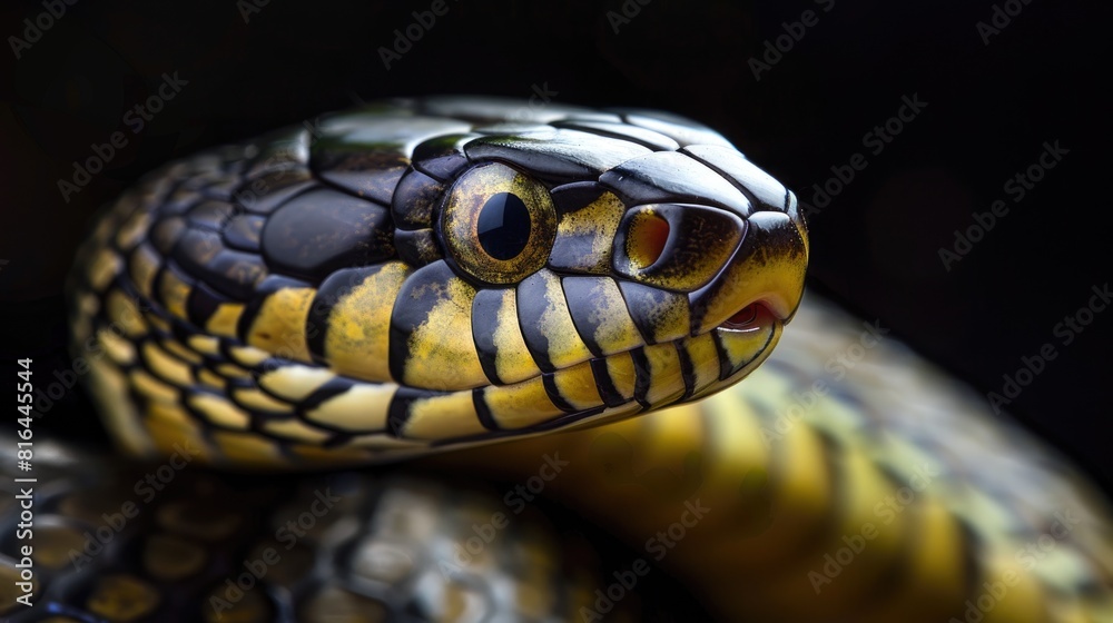 Close-up of snake against black background Close-up of snake against black background