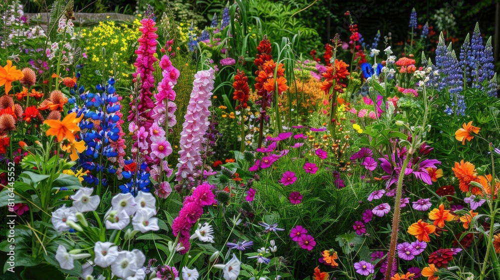 A beautiful garden full of flowers of many colors. A beautiful garden full of flowers of many colors.