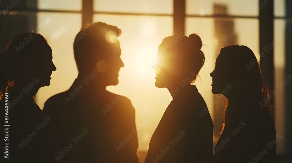 Silhouette of group of talking businesspeople : Generative AI Silhouette of group of talking businesspeople : Generative AI