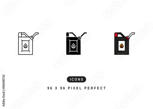 Kerosene Icon. Oil Fuel Container Pictogram Graphic Illustration. Isolated Simple Line Icon For Infographic, App and Web Button.