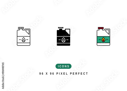 Kerosene Icon. Oil Fuel Container Pictogram Graphic Illustration. Isolated Simple Line Icon For Infographic, App and Web Button.