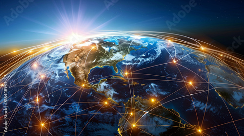 Global Network Lines Surrounding Earth