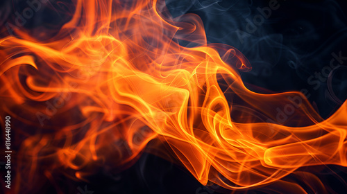 Flames close up on a black background Abstract Fire glowing Wave background White smoke with black background smoke. Smoke concept  Generative Ai