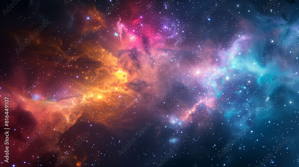 Vibrant Nebula and Stars in Deep Space