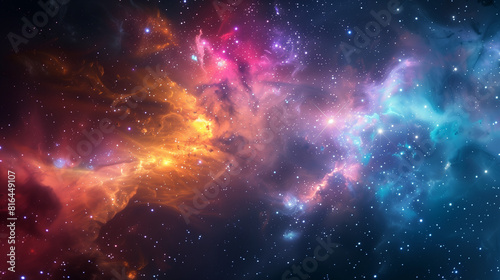 Vibrant Nebula and Stars in Deep Space