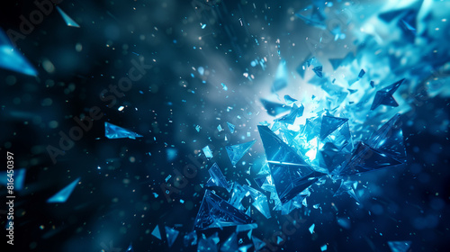 Blue Background With Numerous Shards of Glass