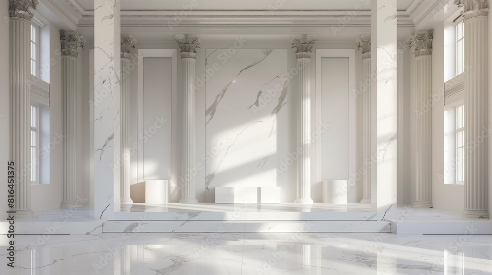Fototapeta premium Luxurious White Room With Marble Columns