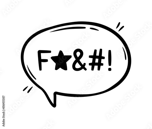 Hate angry word in speech bubble, swear word or bad curse talk, cartoon comic vector. Anger curse or hate swear and expletive message cloud for rude language shout and swear emotion in speech bubble