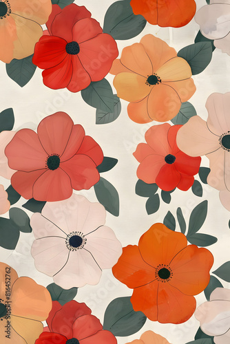 graphic wallpaper, floral pattern, dry leaves, soft colors for printing