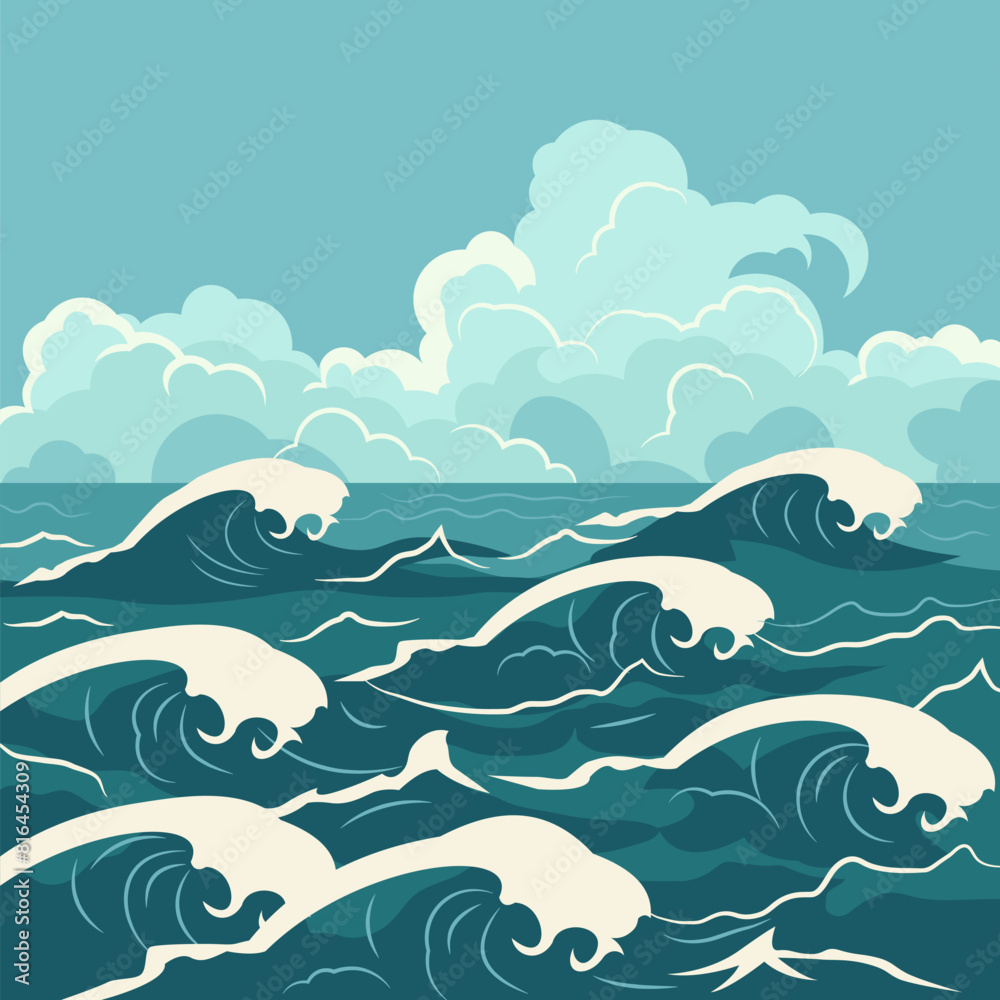 Nature Background of Blue Sea Ocean Water Waves in Summer Nature Background of Blue Sea Ocean Water Waves in Summer