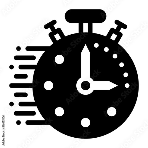 Stopwatch Icon in solid style. This vector image can be used as icons, illustrations, user interface, clip art, and for purposes related to sports