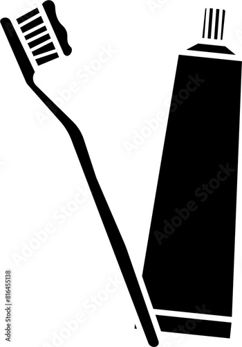 Toothbrush and toothpaste icon vector
