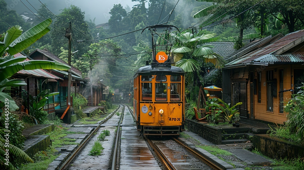Naklejka premium Step Back in Time: Exploring Indonesia's Heritage on the Classic Tram