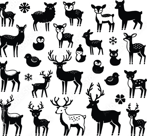 deer silhouette set vector