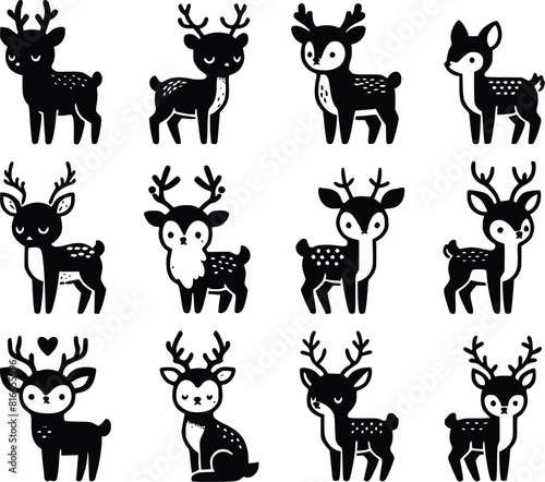 deer silhouette set vector