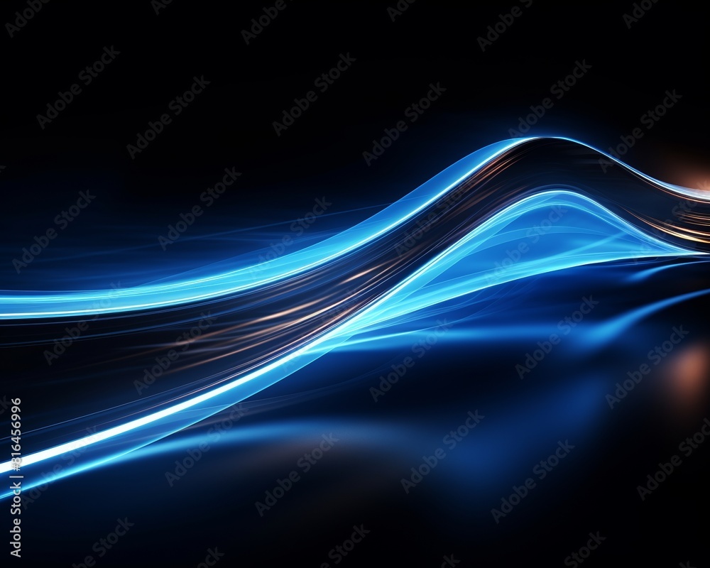 Blue and orange glowing light curves on a black background Blue and orange glowing light curves on a black background