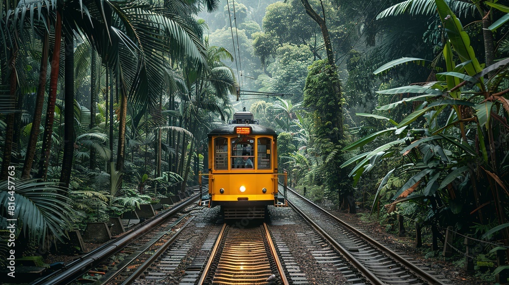 Naklejka premium Vintage Voyages: Exploring Indonesia's Past on the Classic Tram