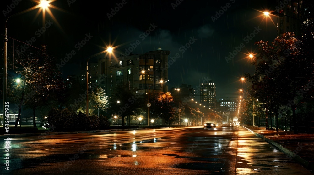 landscape night stree of city modern, background