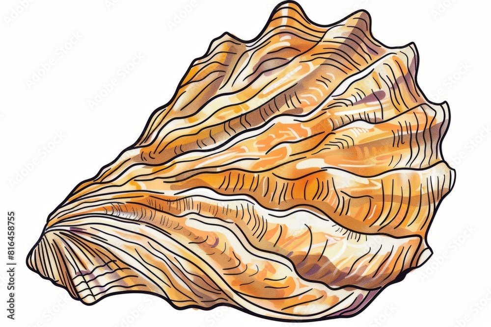 Cartoon cute doodles of a lifelike seashell, with intricate ridges and patterns, Generative AI Cartoon cute doodles of a lifelike seashell, with intricate ridges and patterns, Generative AI
