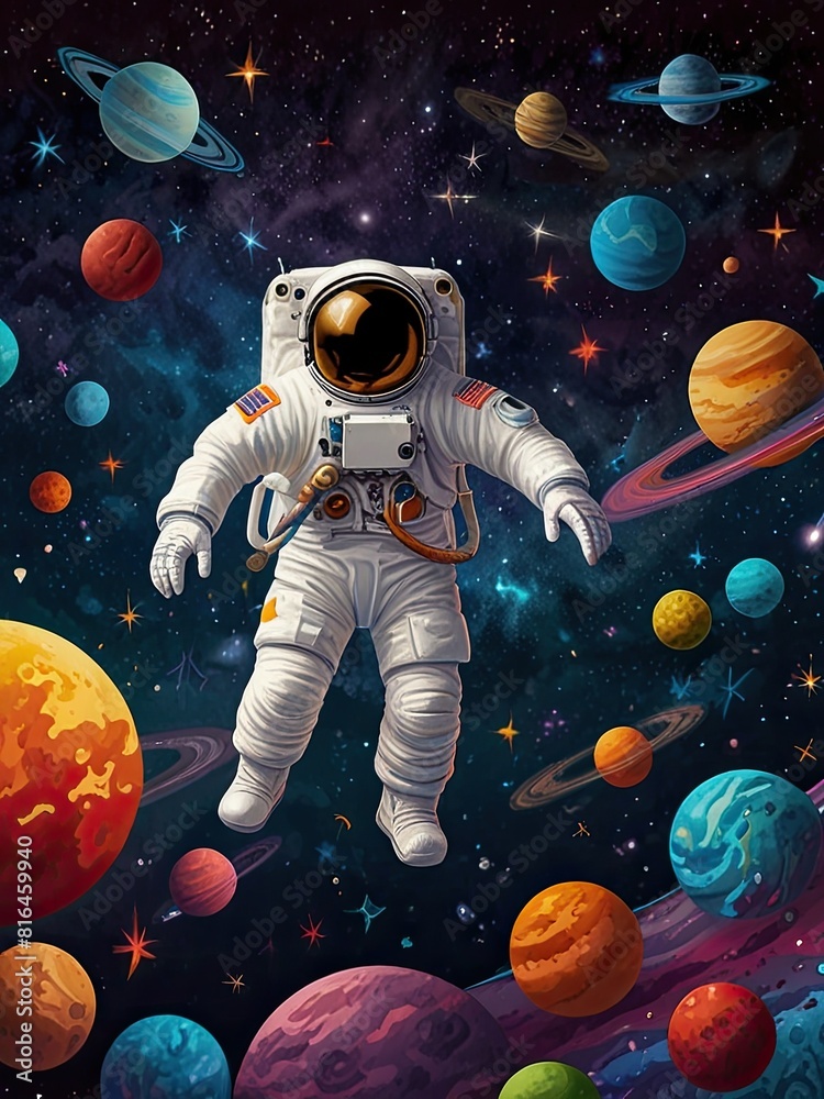 A lone female astronaut adrift in the darkness of space, her spacesuit the only light against the inky void A lone female astronaut adrift in the darkness of space, her spacesuit the only light against the inky void