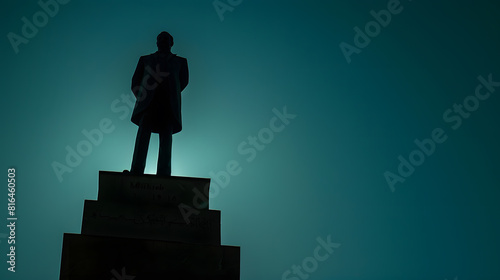 Silhouette of the monument of Mustafa Kemal Ataturk in Ulus Ankara with copy space Turkish national days or public days 19th may or 23th april or 30th august or 29th october background : Generative AI photo